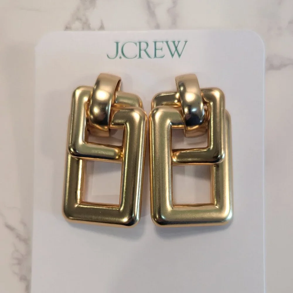 J.Crew Oversized Double-square Link Earrings - Picture 4 of 7